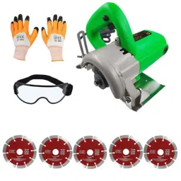 Hillgrove HGCM424M1 1050W Cutting Machine Saw with 5 Pcs Tile Cutting Wheels, Safety Googles &a; Gloves, HGCM723-2