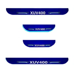 Car Accessories Hub 4 Pcs Acrylic Black Sill Scuff Plate Set with Blue LED for Mahindra Xuv400 EV All Model-image-88