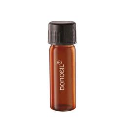 Borosil 5ml Flat Bottom Amber Culture Tube with PP Screw Cap, 9911005-45