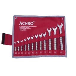 Achro 12 Pcs Chrome Vanadium Steel Combination Spanners Set With Pouch Packing-0