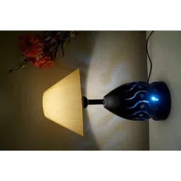 Tucasa Metal Table Lamp with LED in Base with Off White Polycotton Shade, P9-CB-4 image 2