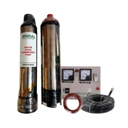 Jindal 1HP Single Phase Pure Copper Water Filled Submersible Pump for Borewell with Control Panel, 30 m Safety Wire &a; 2.5 Sqmm Submersible Cable, 12 Months Warranty-5