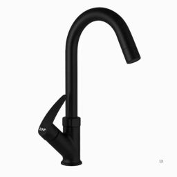 Zap Brass Black Swan Neck Kitchen Sink Tap with 360 Deg Swivel Spout-picture-27