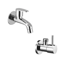 IRIS Brass Chrome Plated Long Body Bib Cock Water Tap &a; Turbo Project Angle Valve Combo-picture-13