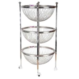 Syno Silver Rondo 24x15 inch 3 Tier Stainless Steel Fruit Basket, M-25-image-77