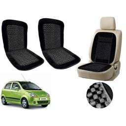 Auto Pearl PU, Velvet &a; Wooden Beads Black Rectangular Seat Cushion for Chevrolet Spark (Pack of 2 )-image-18