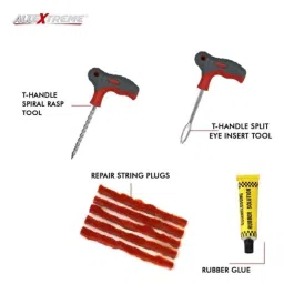 AllExtreme EXTPNK4 4-in-1 Universal Tubeless Tyre Puncture Repair Kit with T-Handle Grips, 5 Repair String Plugs &a; Rubber Solution image 3