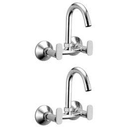 Drizzle Solo 1/2 inch Brass Chrome Finish Kitchen Sink Mixer Tap with Flow, Quarter Turn &a; 360 deg Movable Spout (Pack of 2)-image-41
