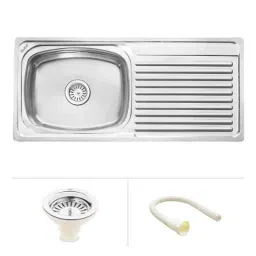 Ruhe 37x18x8 inch Stainless Steel Glossy Finish Oval Single Bowl Kitchen Sink with Drainboard, 13-0202-01-picture-9