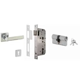 Dorset ML Series Fabio 60mm Stainless Steel Silver Chrome Finish Door Handle Lock Set with Both Side Key Cylinder (Pack of 4)-image-13