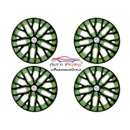Auto Pearl 4 Pcs 14 inch ABS Black &a; Green Press Type Fitting Car Wheel Cover Set for All Cars-image-51