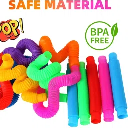 Pop Tube Toys for Kids and Adults, Pack Of 12 Multi Color Pipe Sensory Tools-18