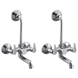 Drizzle Vista 1/2 inch Brass Chrome Finish 2 in 1 Wall Mixer with L Bend Faucet, Foam Flow &a; Quarter Turn (Pack of 2)-picture-45