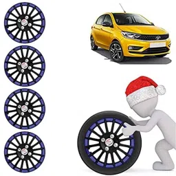 Auto Pearl 4 Pcs 13 inch ABS Black &a; Blue Car Wheel Cover Set for TATA Tiago 2020-picture-2