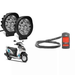 Cartronics 2 Pcs 9 Round Cap LED Fog Light Set with On/Off Switch for Yamaha Alpha-picture-4