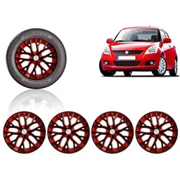 Auto Pearl 4 Pcs 14 inch ABS Black &a; Red Press Type Fitting Car Wheel Cover Set for Maruti Swift T 2-image-20