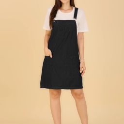 Women Black Dungaree-image-9