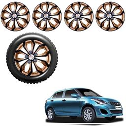 Auto Pearl 4 Pcs 14 inch ABS Golden &a; Black Press Fitting Wheel Cover Set for Ford Figo2015 with Retention Ring-picture-2