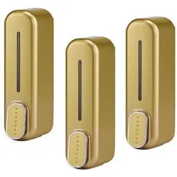 IRIS 350ml Plastic Gold Heavy Duty Wall Mount Liquid Soap Dispenser, T07 (Pack of 3)-17