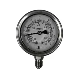 Japsin Instrumentation -1-7Bar Glycerin Filled Compound Gauge with Dual Scale -30 inHg 100 PSI, Connection: 1/4 inch, JI-201 image 2