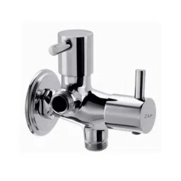 ZAP Turbo Brass Chrome Finish 2 In 1 Angle Valve with Wall Flange &a; Teflon Tape-image-75