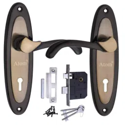 ATOM 7 inch Brass &a; Iron Black Gold Finish Mortise Door Lock Set, MH-412-KY-BG-image-98