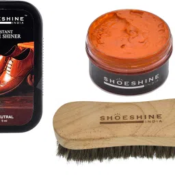 SHOESHINE Neutral Shiner and Dark Tan shoe Cream with Horse hair (Black) shoe Brush Shoe Care Kit-image-72