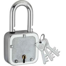 Harrison 50mm 6 Lever Mild Steel Bright Chrome Plated Finish Square Padlock with 3 Keys, T-27-0040-picture-6