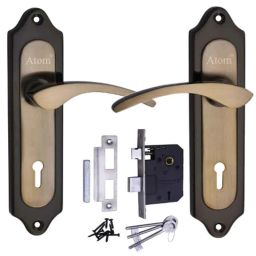 ATOM 7 inch Brass &a; Iron Black Gold Finish Mortise Door Lock Set, MH-509-KY-BG-image-72