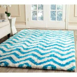 Carpetify 3x5ft Turquoise &a; White Modern Geometric 3D Textured Thick &a; Soft Shaggy Fur Rug Carpet, 0928Z2UIU2K-14