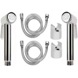 Fastgear 2 Pcs ABS Plastic &a; Steel Silver Chrome Finish Wall Mount Health Faucet with Pipe &a; Hook-picture-12