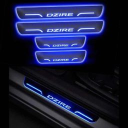 Car Accessories Hub 4 Pcs Acrylic Black Sill Scuff Plate Set with Blue LED for Maruti Suzuki 2012-2016 Dzire-image-36