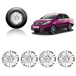 Auto Pearl 4 Pcs 15 inch Silver Car Wheel Cover Set for TATA Manza-48