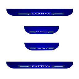 Car Accessories Hub 4 Pcs Acrylic Black Sill Scuff Plate Set with Blue LED for Chevrolet Captiva All Model-image-53