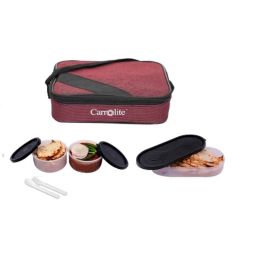Carrolite 650ml Cherry &a; Black Plastic Lunchbox, Black_P-10 (Pack of 3)-picture-21