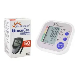 Dr. Morepen BP-02 Blood Pressure Monitor &a; BG-03 Gluco One 50 Test Strips Combo-5