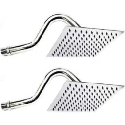 Gold Bell 6x6 inch Steel Wall Mounted Chrome Finish Ultra Slim Overhead Shower with 12 inch S-Type Arm (Pack of 2)-image-75