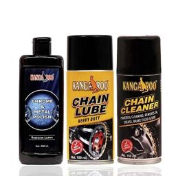 Kangaroo 150ml Chain Lube, 150ml Chain Cleaner Spray &a; 200ml Chrome Metal Polish Combo-29