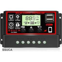 SSUCA 12/24V 30A Intelligent Battery Regulator Solar Charge Controller for Solar Panel with LCD Display &a; USB Port (Pack of 2) image 2
