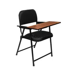 Rose 32.5x17.5x16.5 inch Fabric Black &a; Brown Folding Chair with Writing Pad-10