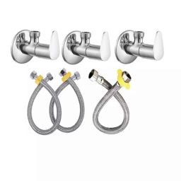 Fastgear 6 Pcs Stainless Steel Silver Chrome Finish Bathroom Faucet Set, FG1157-image-36
