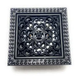 InArt 5x5 inch Brass Black Floral Pattern Floor Water Drain Grating with Anti-Foul Cockroach Trap, INA-147-image-27
