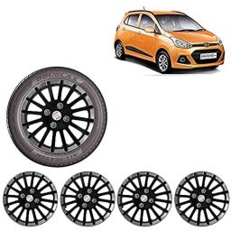 Auto Pearl 4 Pcs 14 inch ABS Black &a; Silver Wheel Cover Set for Hyundai i10 Grand-image-87