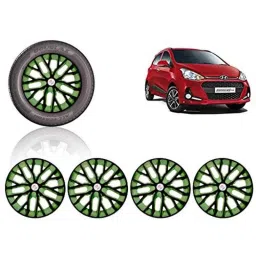 Auto Pearl 4 Pcs 14 inch ABS Black &a; Green Press Type Fitting Car Wheel Cover Set for Hyundai i10 Grand 2017-image-29