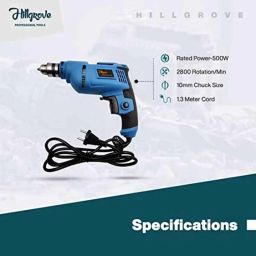 Hillgrove 500W 10mm Power Drill Machine with 9 Pcs Drill Bits &a; Line Tester, HGCM1370 image 5