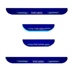 Car Accessories Hub 4 Pcs Acrylic Black Sill Scuff Plate Set with Blue LED for Volkswagen Touareg All Model-14