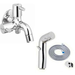 Prestige Dove Brass Chrome Finish 2 Way Bib Cock with Cruzz Health Faucet-image-75