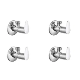 Spazio Flora Brass Disc Chrome Finish Angle Valve with Flange for Bathroom Tap (Pack of 4)-picture-11