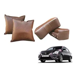 Kozdiko Faux Leather Cola One Pair Cushion Pillow &a; One Pair Neck Rest Combo for Nissan Sunny-picture-39