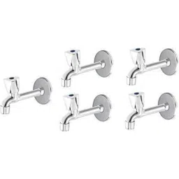 Spazio Stainless Steel Chrome Finish Trio Collection Long Body Bib Cock with Foam Flow Water Wall Flange (Pack of 5)-picture-45